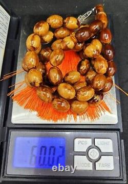 60.02g 14/12mm Antique natural butterscotch German Amber kahraman Prayer Beads