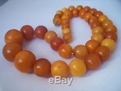 60.5 grams Old Antique Natural Baltic Amber Butterscotch Egg Yolk Bead Necklace
