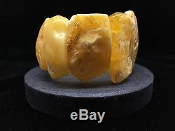 61,1g Natural Baltic Amber Bracelet White Yellow Colour Raw Round Hupo-se