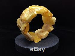 61,1g Natural Baltic Amber Bracelet White Yellow Colour Raw Round Hupo-se