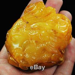 62.12g 100% Natural Baltic Butterscotch Amber Carving Dragon CRD4