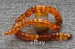 62.7 gr Genuine Natural Baltic Amber Round Beads Necklace Egg Yolk Cognac