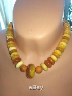65 gr. Egg Yolk Beads Natural BALTIC AMBER necklace