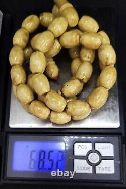 68.52g AMBER ROSARY PRAYER BEADS Butterscotch Egg Yolk Natural 15/12 Kahraman