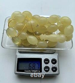 68gr. White Baltic Amber Premium Islamic Prayer Rosary Olive Beads Tesbih Misbah