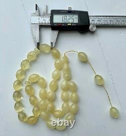 68gr. White Baltic Amber Premium Islamic Prayer Rosary Olive Beads Tesbih Misbah