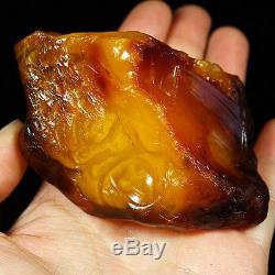 69.3g 100% Natural Intact Baltic Butterscotch Amber Antique Egg Yolk WRL8