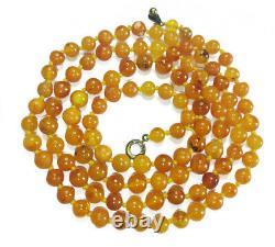 7-9mm 100cm Antique Butterscotch Natural Baltic Amber Necklace round Beads