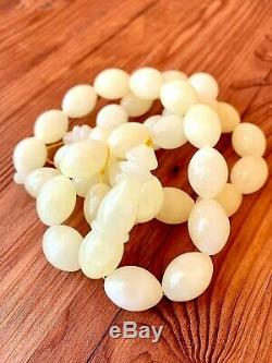 70gr. White Baltic Amber Premium Islamic Prayer Rosary Olive Beads Tesbih Misbah