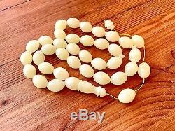 70gr. White Baltic Amber Premium Islamic Prayer Rosary Olive Beads Tesbih Misbah