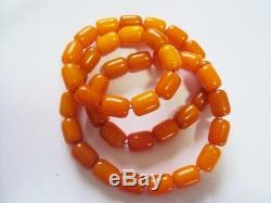73.2g Vintage100% Natural BALTIC AMBER Antique amber bucket bead Necklace