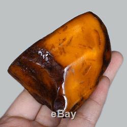 73.71g Natural Polished Old Baltic Butterscotch Amber Antique Egg Yolk YRL12