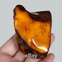 73.71g Natural Polished Old Baltic Butterscotch Amber Antique Egg Yolk YRL12