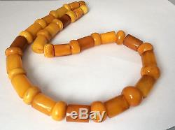 73 grams Old Antique Natural Baltic Amber Butterscotch Egg Yolk Bead Necklace