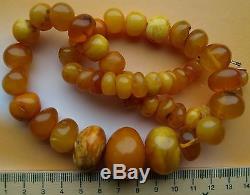 74.33 gm Vintage Butterscotch Egg Yolk Color Natural Baltic Amber Beads Necklace