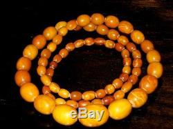 74 g 91 cm Antique natural egg yolk / butterscotch baltic amber beads necklace