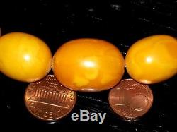 74 g 91 cm Antique natural egg yolk / butterscotch baltic amber beads necklace