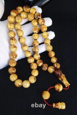 76.01g 14mm HUGE RARE WHITE BUTTERSCOTCH NATURAL GERMAN AMBER ROSARY