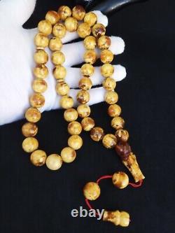 76.01g 14mm HUGE RARE WHITE BUTTERSCOTCH NATURAL GERMAN AMBER ROSARY