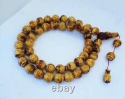 76.01g 14mm HUGE RARE WHITE BUTTERSCOTCH NATURAL GERMAN AMBER ROSARY