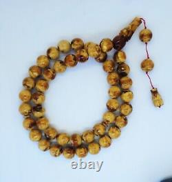 76.01g 14mm HUGE RARE WHITE BUTTERSCOTCH NATURAL GERMAN AMBER ROSARY