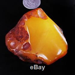 76.81g Natural Polished Old Baltic Butterscotch Amber Antique Egg Yolk YRL11