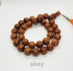 85.27gr. Antique Baltic Amber 33 Beads Prayer Rosary Tesbih Misbah