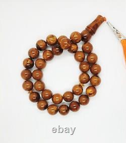 85.27gr. Antique Baltic Amber 33 Beads Prayer Rosary Tesbih Misbah