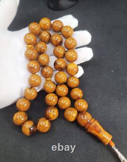 85.27gr. Antique Baltic Amber 33 Beads Prayer Rosary Tesbih Misbah