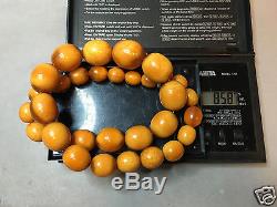 85,8 g NATURAL PRESSED ANTIQUE BUTTERSCOTCH BALTIC AMBER OVAL NECKLACE