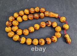 86.8gr Rare Baltic Amber Islamic Prayer Beads Misbaha Old Germany