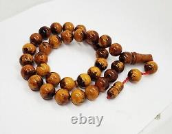 86.8gr Rare Baltic Amber Islamic Prayer Beads Misbaha Old Germany