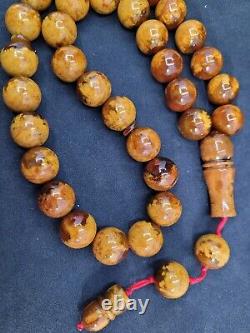 86.8gr Rare Baltic Amber Islamic Prayer Beads Misbaha Old Germany