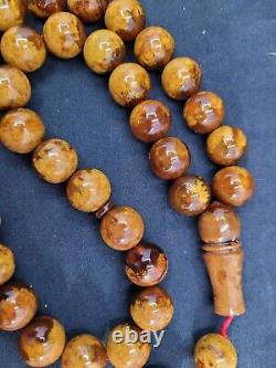 86.8gr Rare Baltic Amber Islamic Prayer Beads Misbaha Old Germany