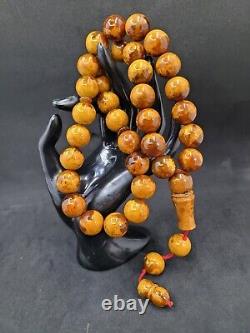 86.8gr Rare Baltic Amber Islamic Prayer Beads Misbaha Old Germany