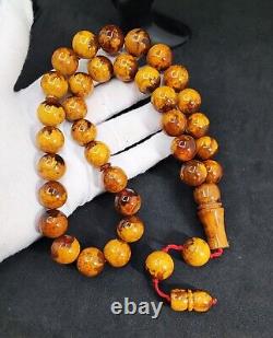 86.8gr Rare Baltic Amber Islamic Prayer Beads Misbaha Old Germany