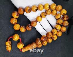 86.8gr Rare Baltic Amber Islamic Prayer Beads Misbaha Old Germany