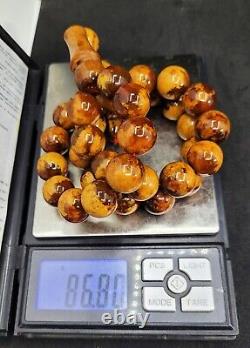 86.8gr Rare Baltic Amber Islamic Prayer Beads Misbaha Old Germany