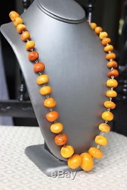 86gr Natural Baltic Amber Necklace Egg Yolk Butterscotch Round Shape Beads