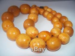 90.5 grams Old Antique Natural Baltic Amber Butterscotch Egg Yolk Bead Necklace