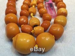 92.55 grams Antique Natural Baltic Amber Butterscotch Egg Yolk Bead Necklace