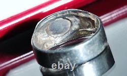 925 sterling silver ring baltic amber size 12 vintage handmade 7.2gr N2577