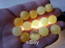 AMBER BALTIC 100% NATURAL BALL STONE GENUINE BEADS 132.2 Gr 14.6 14.8 mm F15