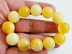AMBER BRACELET BEADS 30.9gr BALTIC NATURAL Butterscotch Stone Genuine Round RO65