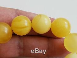AMBER BRACELET BEADS 30.9gr BALTIC NATURAL Butterscotch Stone Genuine Round RO65