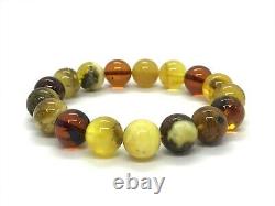 AMBER BRACELET Gift Round Beads Natural BALTIC Amber Colorful Ladies 20,5g 948