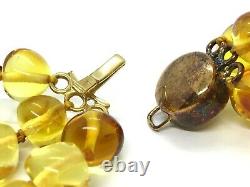 AMBER NECKLACE 3 Lines Natural Baltic Amber Yellow Lemon Honey Beads 87g 12248