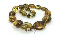 AMBER NECKLACE 49 cm Real Natural Baltic Amber Massive Beads Knotted 63,9g 4091