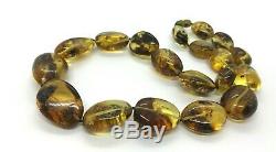 AMBER NECKLACE 49 cm Real Natural Baltic Amber Massive Beads Knotted 63,9g 4091