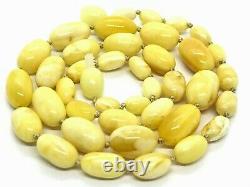 AMBER NECKLACE GIFT Natural BALTIC Amber Yellow Milky Beads Knotted 13,3g 15437